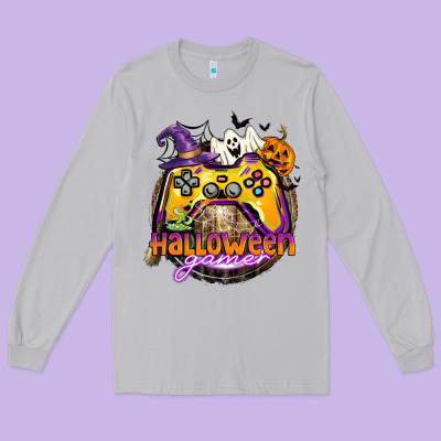 Halloween Gamer Long Sleeve Tee Designed By Cowgirlartshop