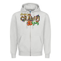 Dove Grey Happy crawdi Gras Zipper Hoodie - LillyAllenDesigns