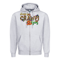 Heather Grey Happy crawdi Gras Zipper Hoodie - LillyAllenDesigns
