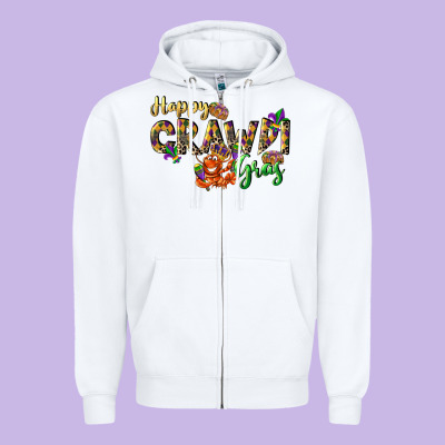 Happy Crawdi Gras Zipper Hoodie Designed By Lillyallendesigns