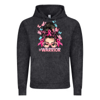 Vintage Black Warrior Cancer messy bun Cancer Awareness Vintage Hoodie - HowdyJamesFarm