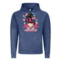 Vintage Denim Warrior Cancer messy bun Cancer Awareness Vintage Hoodie - HowdyJamesFarm