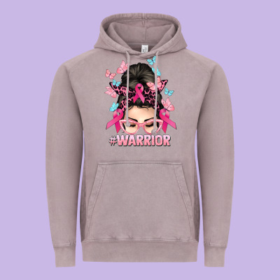 Warrior Cancer Messy Bun Cancer Awareness Vintage Hoodie Designed By Howdyjamesfarm