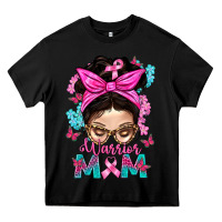 Black Warrior Mom Messy Bun With Flowers Heavy Core Tee - BundleAndBundleShop