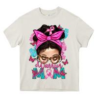 Warrior Mom Messy Bun With Flowers Heavy Core Tee | Teevron