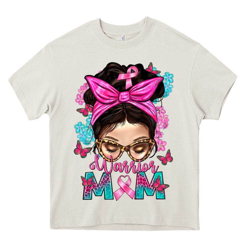 Warrior Mom Messy Bun With Flowers Heavy Core Tee by BundleAndBundleShop | Teevron
