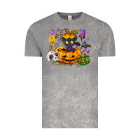 Cloud Rock Black cat pumpkin Vintage Tee - NancyCooperArtShop
