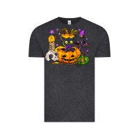 Vintage Black Black cat pumpkin Vintage Tee - NancyCooperArtShop