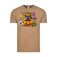 Vintage Coffee Black cat pumpkin Vintage Tee - NancyCooperArtShop