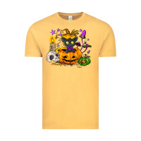 Vintage Mustard Black cat pumpkin Vintage Tee - NancyCooperArtShop