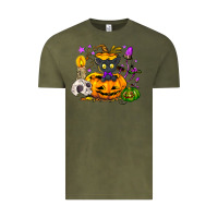 Vintage Olive Black cat pumpkin Vintage Tee - NancyCooperArtShop