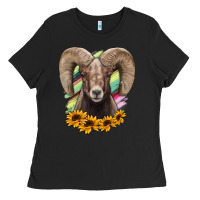 Black Bighorn Sheep Ladies Tee - RanaPortraitStore
