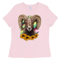 Bubblegum Pink Bighorn Sheep Ladies Tee - RanaPortraitStore
