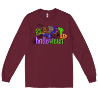 Burgundy happy halloween Long Sleeve Tee - CowGirlArtShop