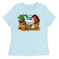 Baby Blue Fall Chicken Ladies Tee - LillyAllenDesigns