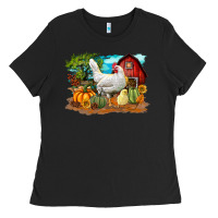 Black Fall Chicken Ladies Tee - LillyAllenDesigns