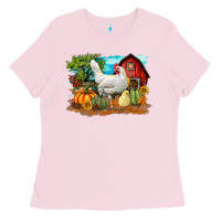 Bubblegum Pink Fall Chicken Ladies Tee - LillyAllenDesigns