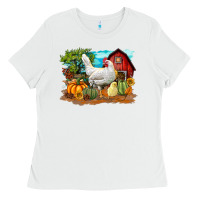 White Fall Chicken Ladies Tee - LillyAllenDesigns