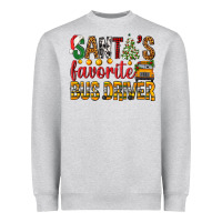 Heather Grey Santa's Favorite Bus Driver Heavyweight Sweatshirt - BundleAndBundleShop