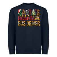 Navy Santa's Favorite Bus Driver Heavyweight Sweatshirt - BundleAndBundleShop