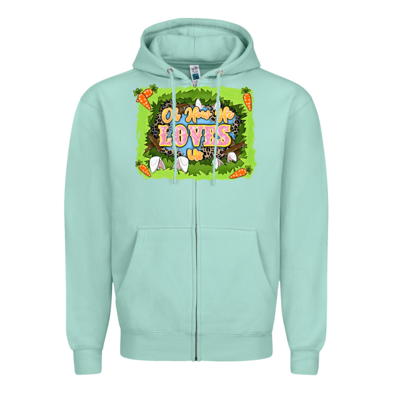 Oh How He Loves Us Easter Day Zipper Hoodie by LillyAllenDesigns | Teevron