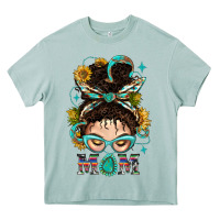 Arona Western Messy Bun Mom With Sunflower Heavy Core Tee - BundleAndBundleShop