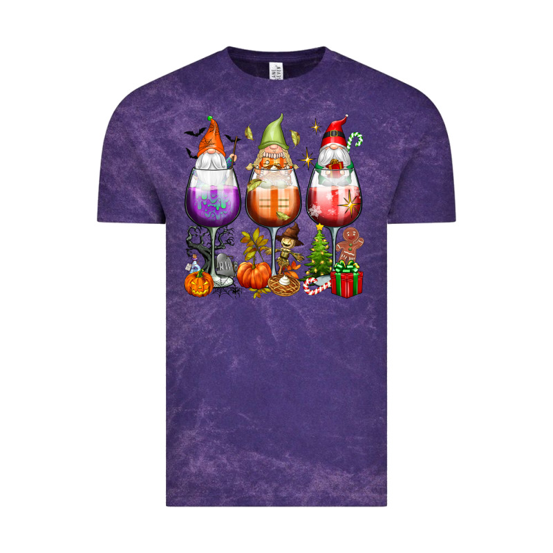 Hallothanksmas Wine Glasses And Gnomes Vintage Tee by texasbilliewilder | Teevron