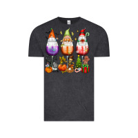 Vintage Black Hallothanksmas wine glasses and gnomes Vintage Tee - texasbilliewilder