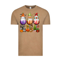 Vintage Coffee Hallothanksmas wine glasses and gnomes Vintage Tee - texasbilliewilder