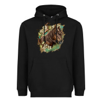 Black missouri horse floral background Heavyweight Hoodie - LillyAllenDesigns