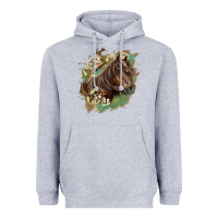 Heather Grey missouri horse floral background Heavyweight Hoodie - LillyAllenDesigns