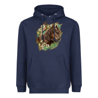 Navy missouri horse floral background Heavyweight Hoodie - LillyAllenDesigns