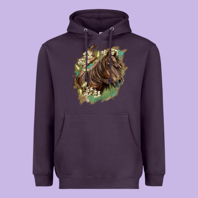 Missouri Horse Floral Background Heavyweight Hoodie Designed By Lillyallendesigns