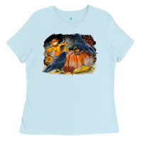 Baby Blue Fall Background With Crow Ladies Tee - LillyAllenDesigns