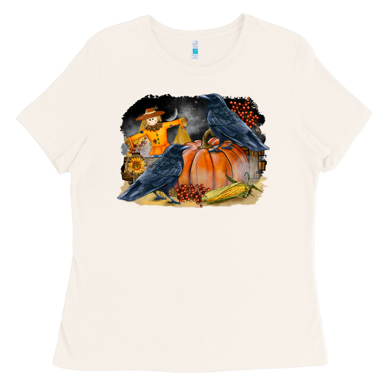 Fall Background With Crow Ladies Tee by LillyAllenDesigns | Teevron