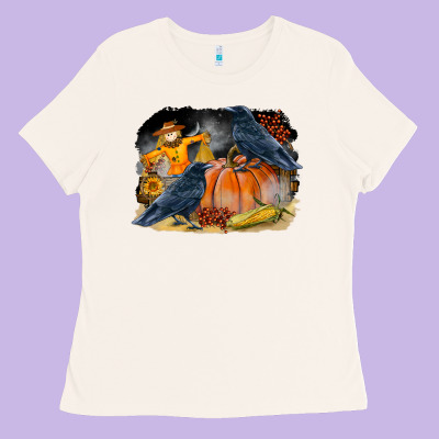 Fall Background With Crow Ladies Tee Designed By Lillyallendesigns