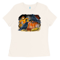 Bone Fall Background With Crow Ladies Tee - LillyAllenDesigns
