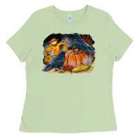 Matcha Fall Background With Crow Ladies Tee - LillyAllenDesigns