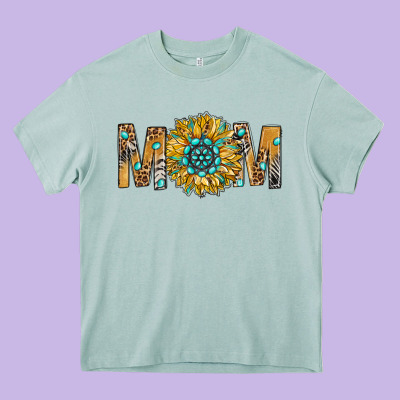 Western Mom With Gemstone And Sunflower Heavy Core Tee Designed By Bundleandbundleshop