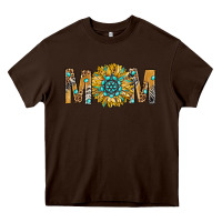 Chocolate Brown Western Mom With Gemstone And Sunflower Heavy Core Tee - BundleAndBundleShop