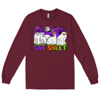 Burgundy cat sheet ghost cats halloween Long Sleeve Tee - CowGirlArtShop