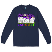 Navy cat sheet ghost cats halloween Long Sleeve Tee - CowGirlArtShop