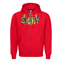 Red True Story Zipper Hoodie - CowhideDigitalArt