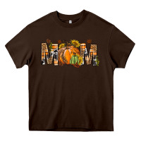 Chocolate Brown Western Mom With Pumpkins Heavy Core Tee - BundleAndBundleShop