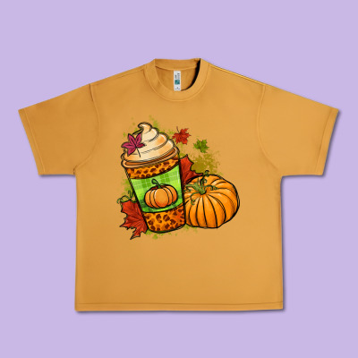 Fall Pumpkin Coffee Urban Heavy Tee Designed By Nancycooperartshop