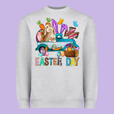 Easter Day With Truck Heavyweight Sweatshirt Designed By Bundleandbundleshop