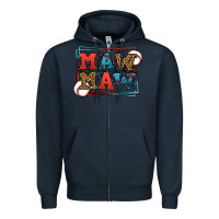 Navy Baseball mawmaw leopard frame Zipper Hoodie - LillyAllenDesigns