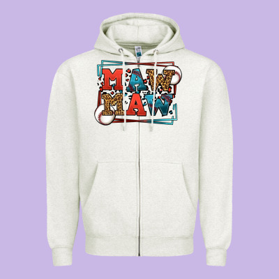 Baseball Mawmaw Leopard Frame Zipper Hoodie Designed By Lillyallendesigns