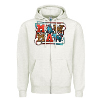 Oatmeal Heather Baseball mawmaw leopard frame Zipper Hoodie - LillyAllenDesigns