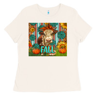 Bone Western Fall Cow Ladies Tee - LillyAllenDesigns